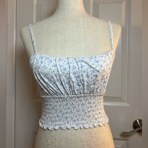 Hollister Women Blue Floral Print Top Size Small